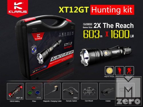 KLARUS XT12GT HUNTING KIT / VADÁSZ LÁMPA SZETT 1600LM